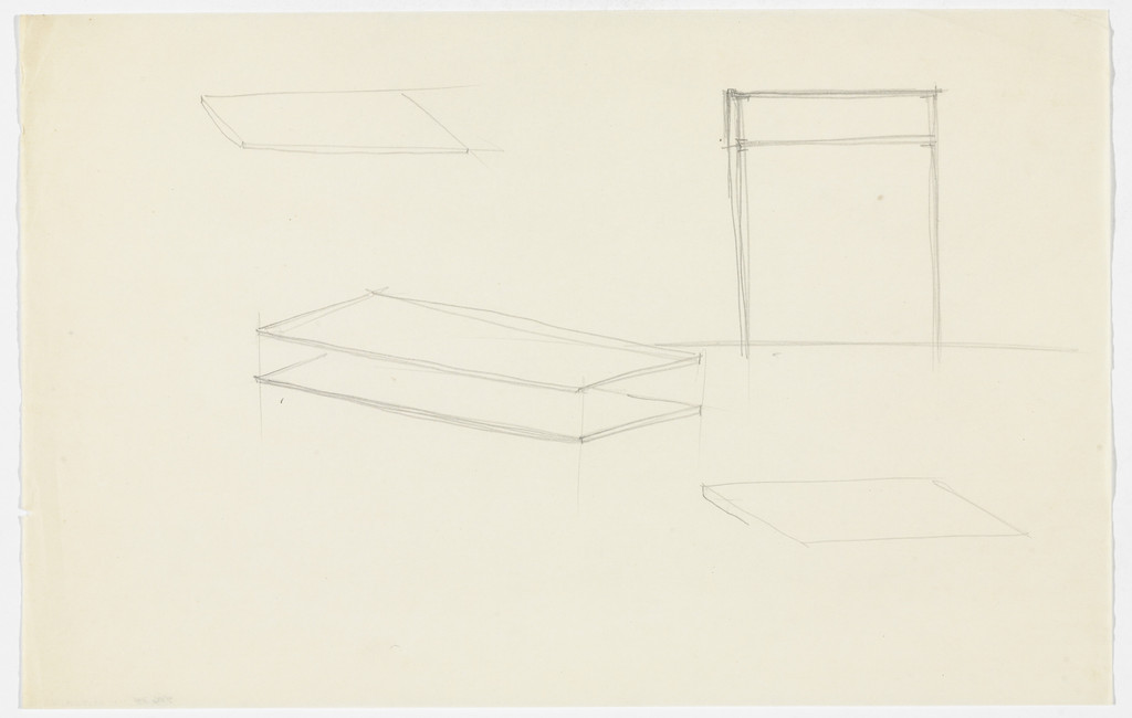 Table Details. (Perspective sketches, elevation sketch)