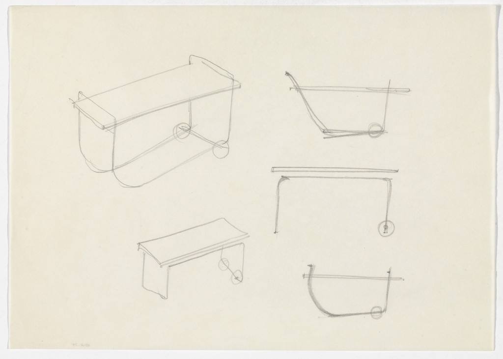 Serving Cart (Perspective sketches, elevation sketches)