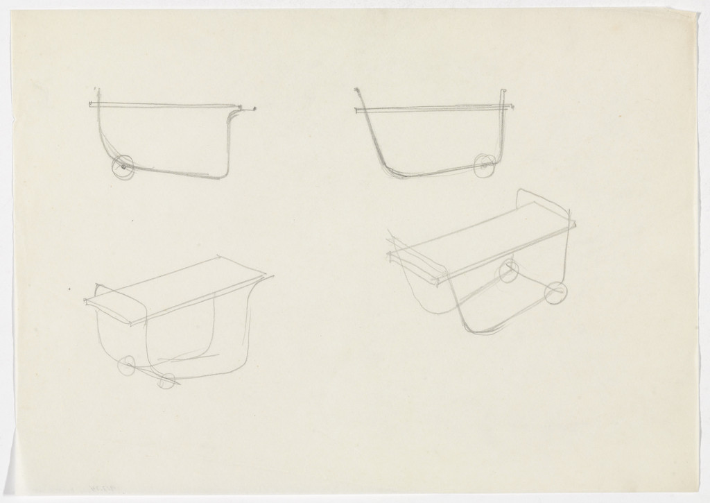 Serving Cart (Perspective sketches, elevation sketches)