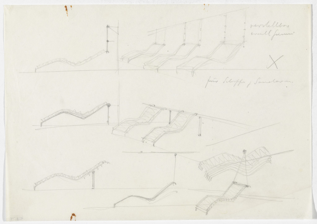Reclining Frames without Arms (Elevation sketches, perspective sketches)