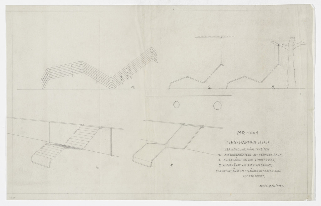 Reclining Frame (Elevation sketches, perspective sketches)