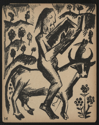 Natalia Goncharova. Plate from the illustrated book Pustynniki; Pustynnitsa. Dve poemy (Hermits; Hermitess: Two Poems). 1913