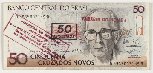 Cildo Meireles. Insertions into Ideological Circuits: Banknote Project (Inserções em circuitos ideológicos: Projeto Cédula). 1970