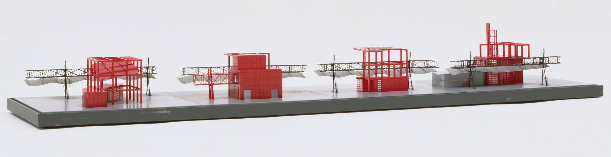 Bernard Tschumi. Parc de la Villette, Paris, France (Four Follies intersecting North-South Gallery). 1982-98
