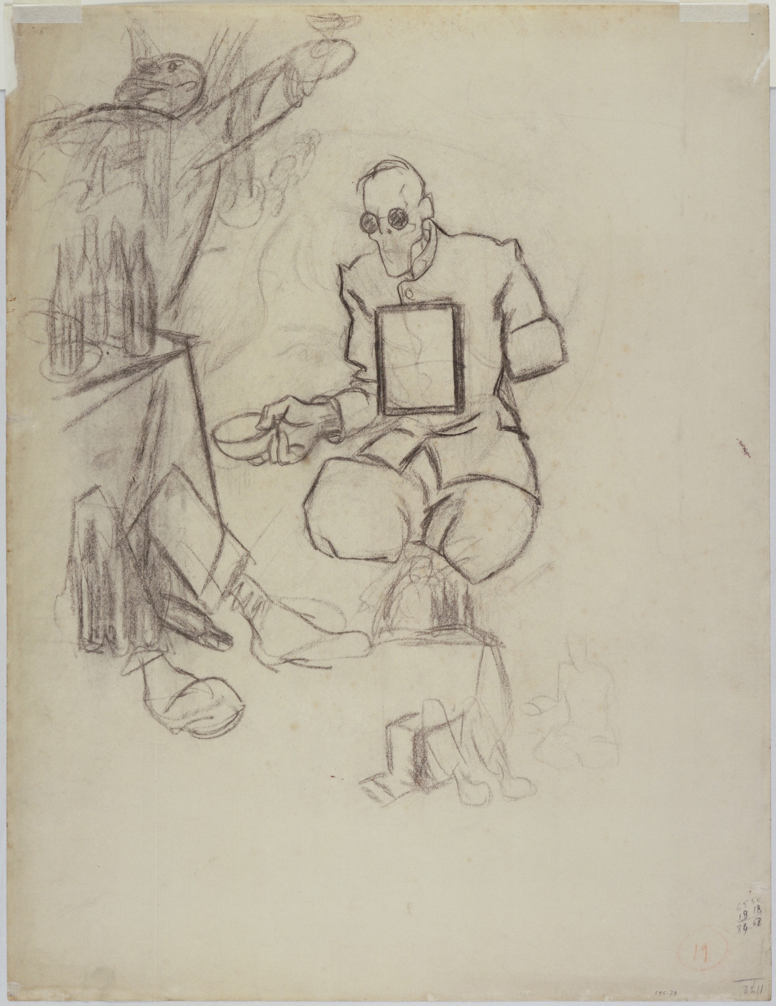 Aimé Félix Del Marle. Self Portrait (recto); Beggar (verso). 1913