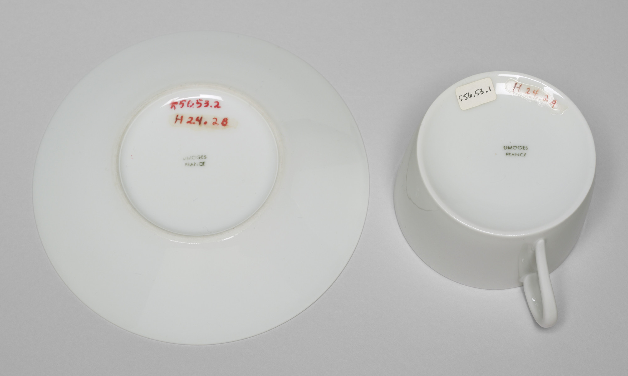 André Giraud &amp; Brousseau, Limoges, France. Cup and Saucer. Before 1953