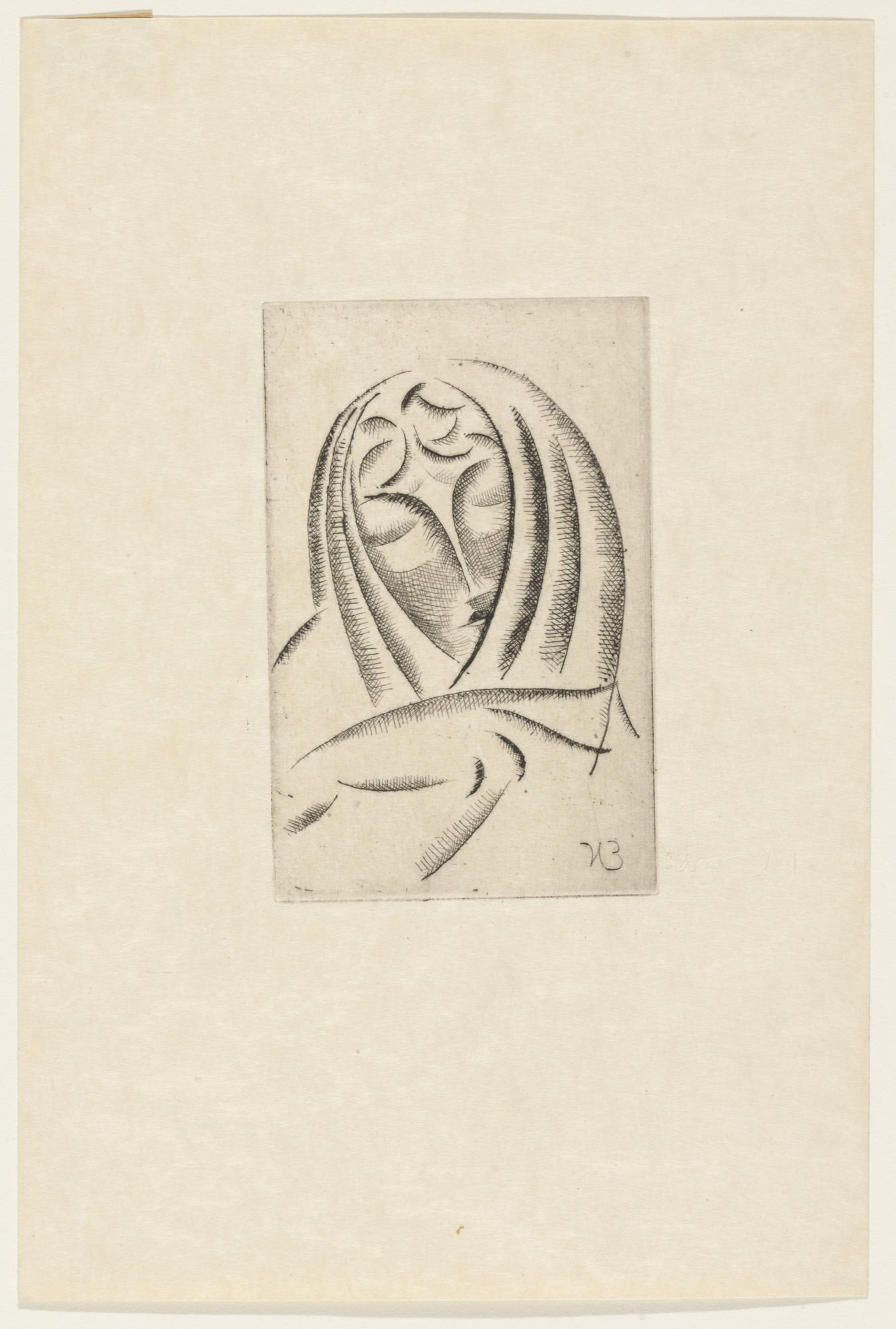 Elie Nadelman. Female Head, Draped from The Drypoints of Elie Nadelman