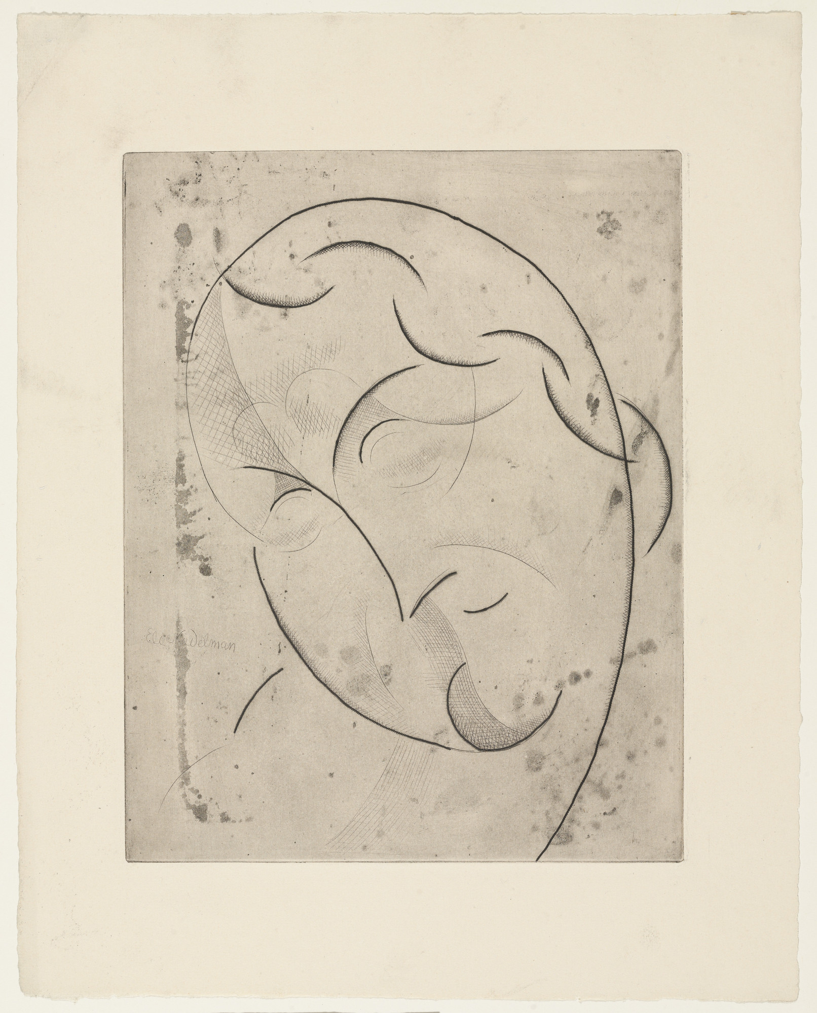 Elie Nadelman. Female Head from The Drypoints of Elie Nadelman