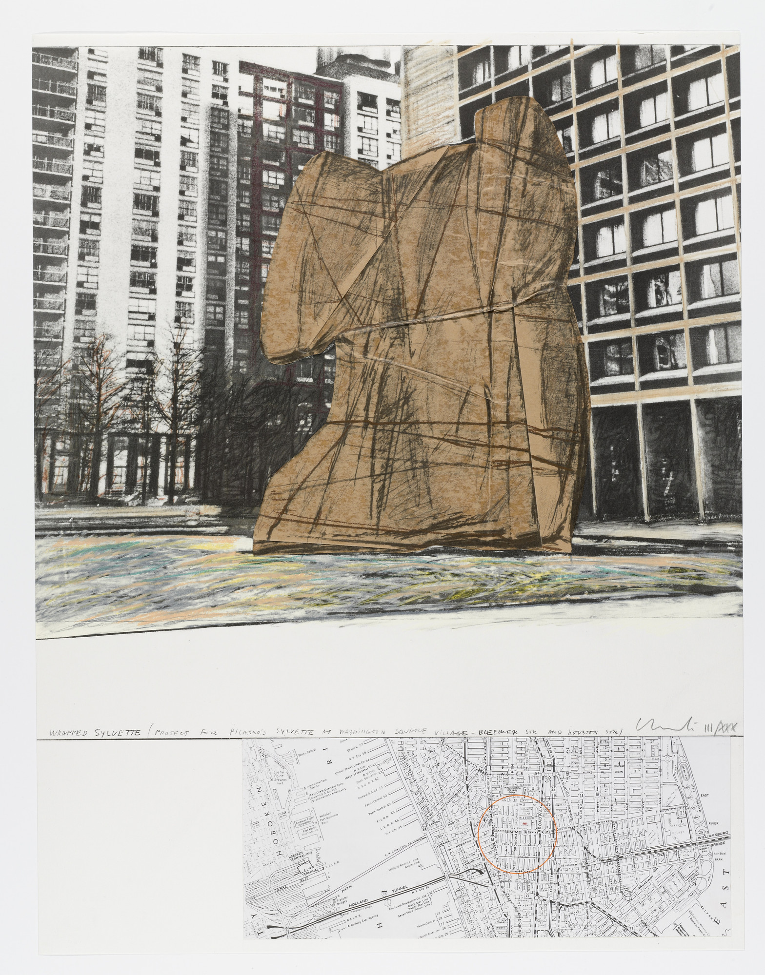 Christo. Wrapped Sylvette, Project for Washington Square Village, New York from Homage to Picasso (Hommage à Picasso)