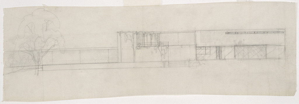 Gericke House Project, Berlin-Wannsee, Germany, Elevation study facing the Wannsee