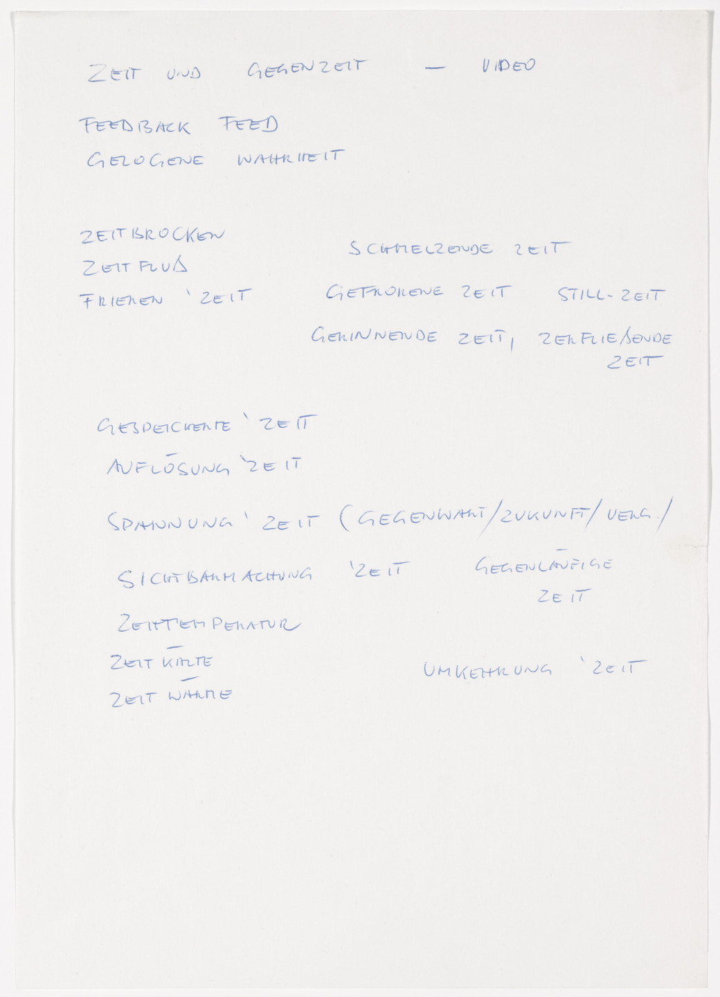 VALIE EXPORT. Time and Countertime. 1973/2011