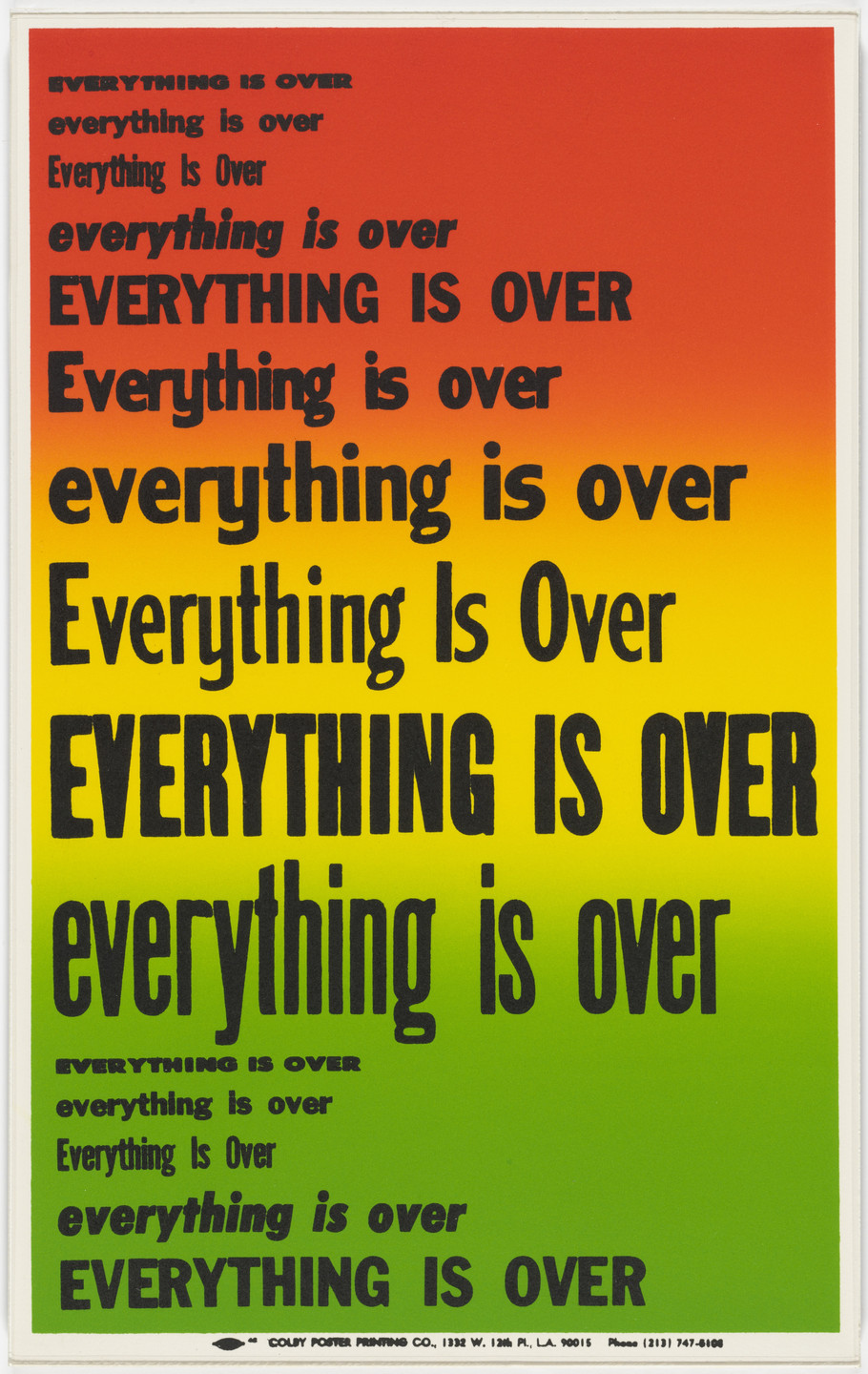 Allen Ruppersberg. Everything is Over from Preview. 1988