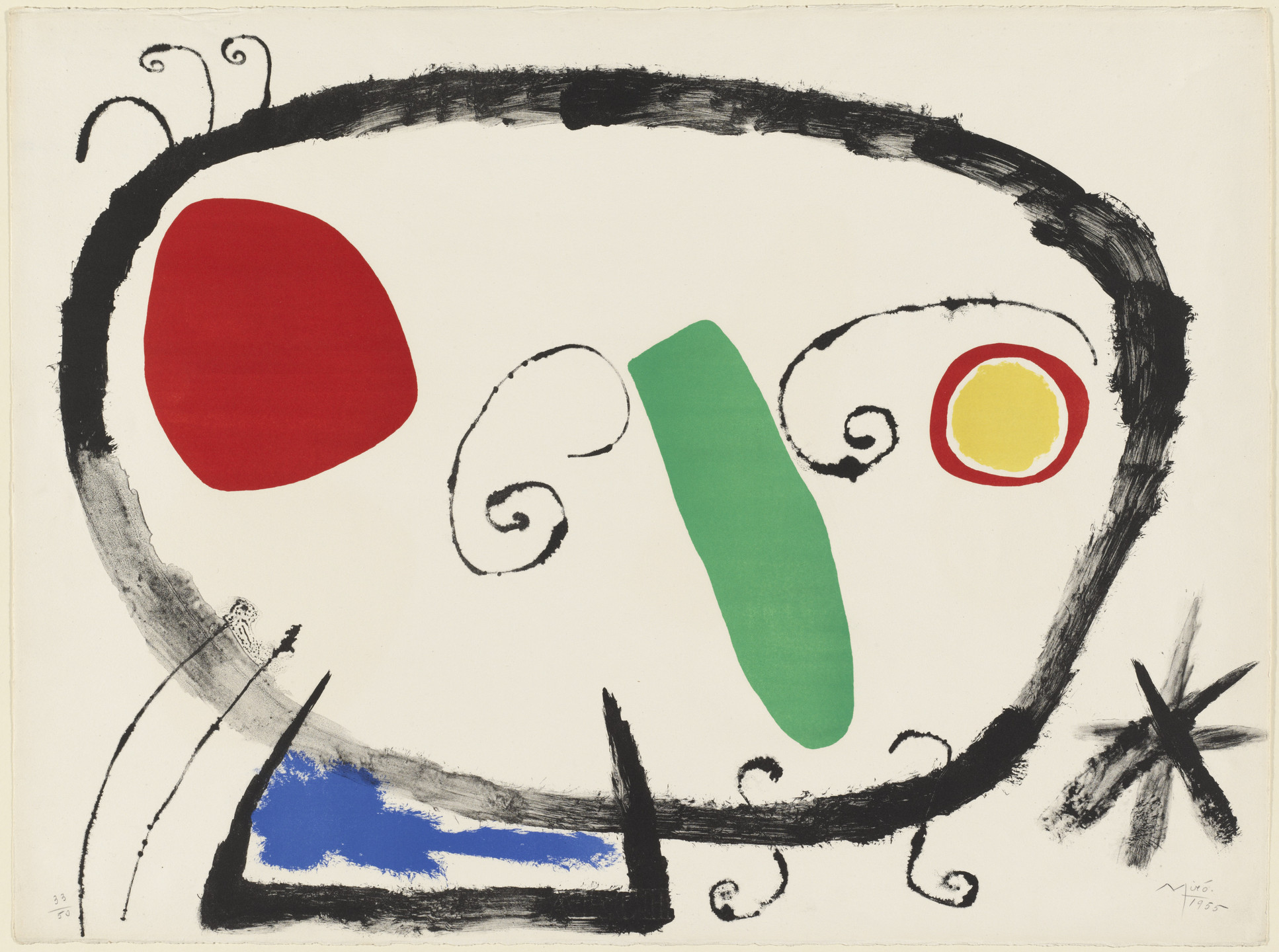 Joan Miro、PERSONNAGE、海外版超希少レゾネ、新品額付 Joan Miró. Figure (Personnage). 1955 | MoMA