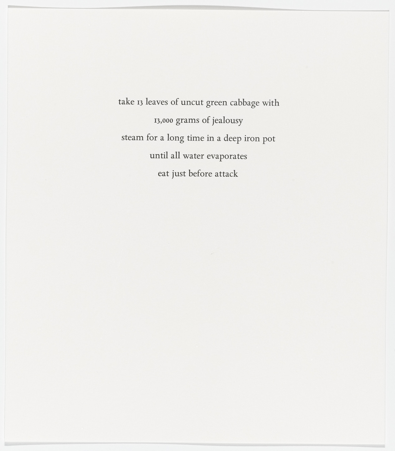 Marina Abramović. Untitled from Spirit Cooking. 1996