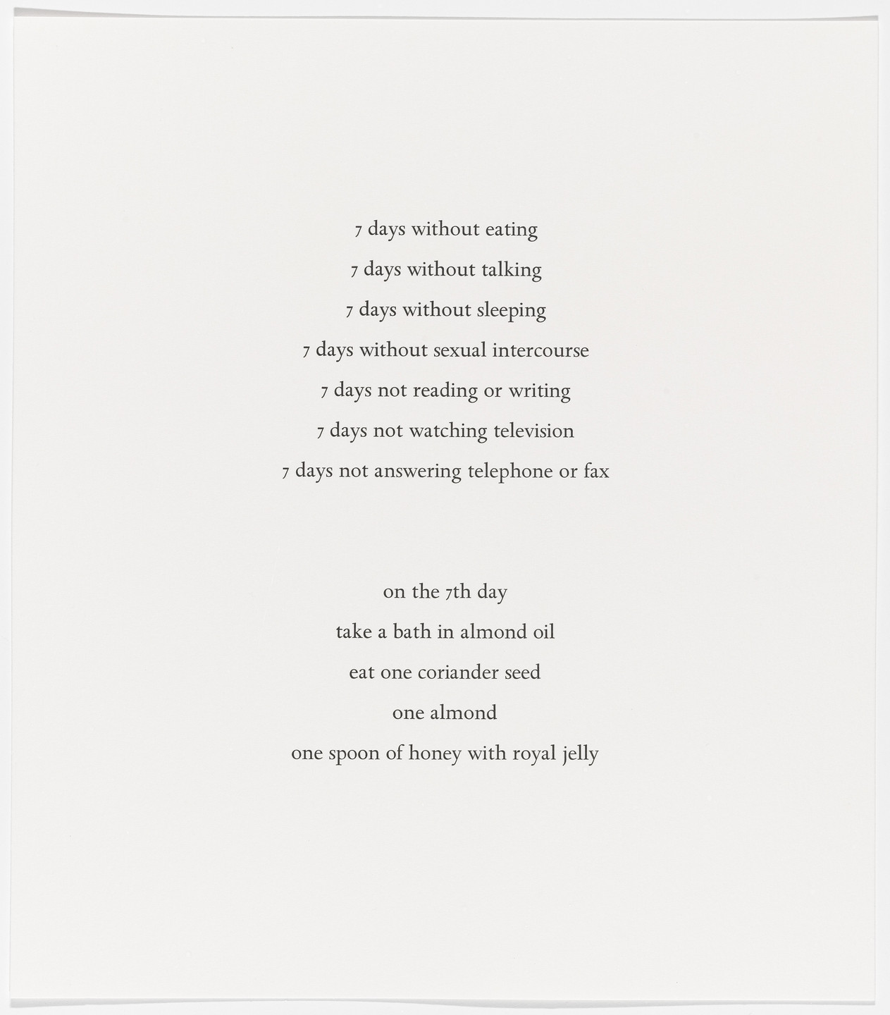 Marina Abramović. Untitled from Spirit Cooking. 1996