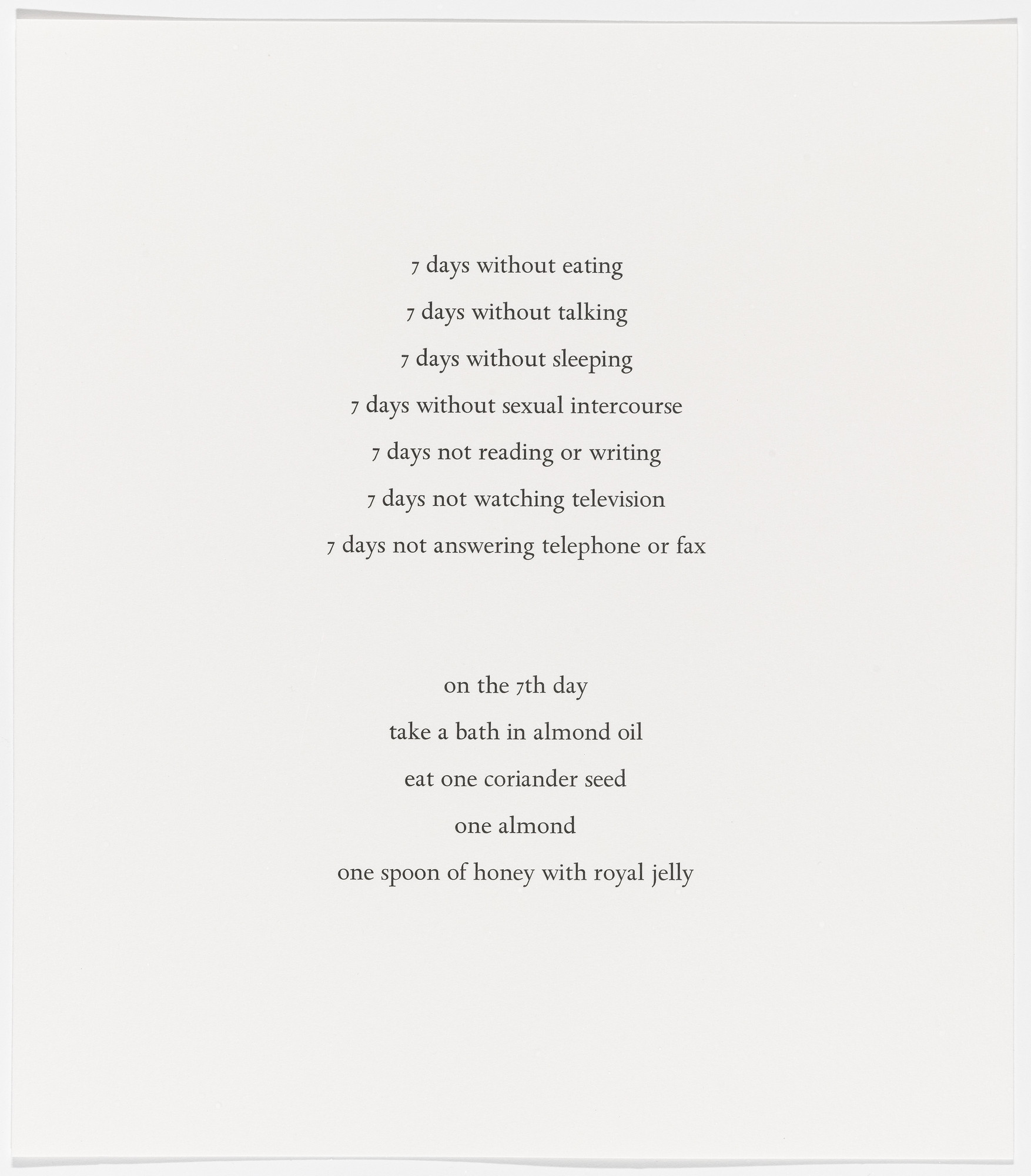Marina Abramović. Untitled from Spirit Cooking