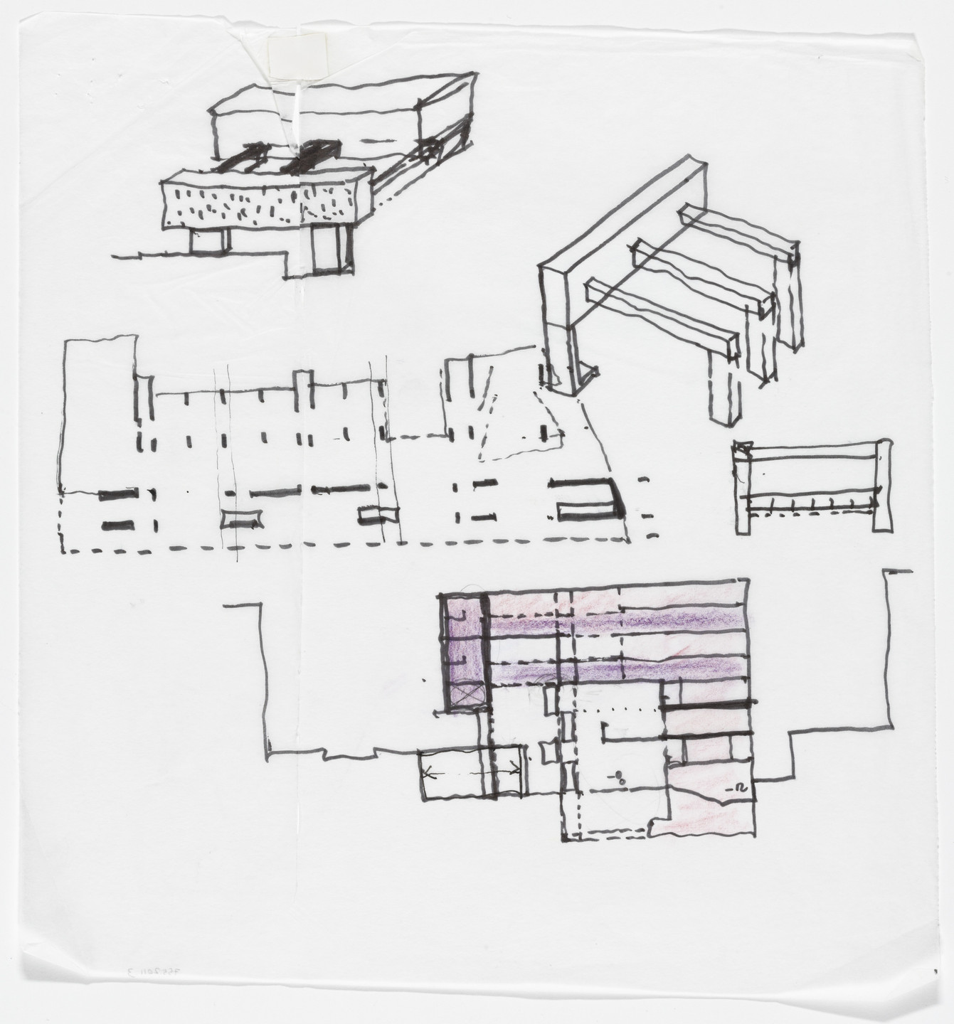 Yvonne Farrell, Shelley McNamara. Luigi Bocconi University, Milan, Italy (Perspective, elevation, plan and section sketches). 2001