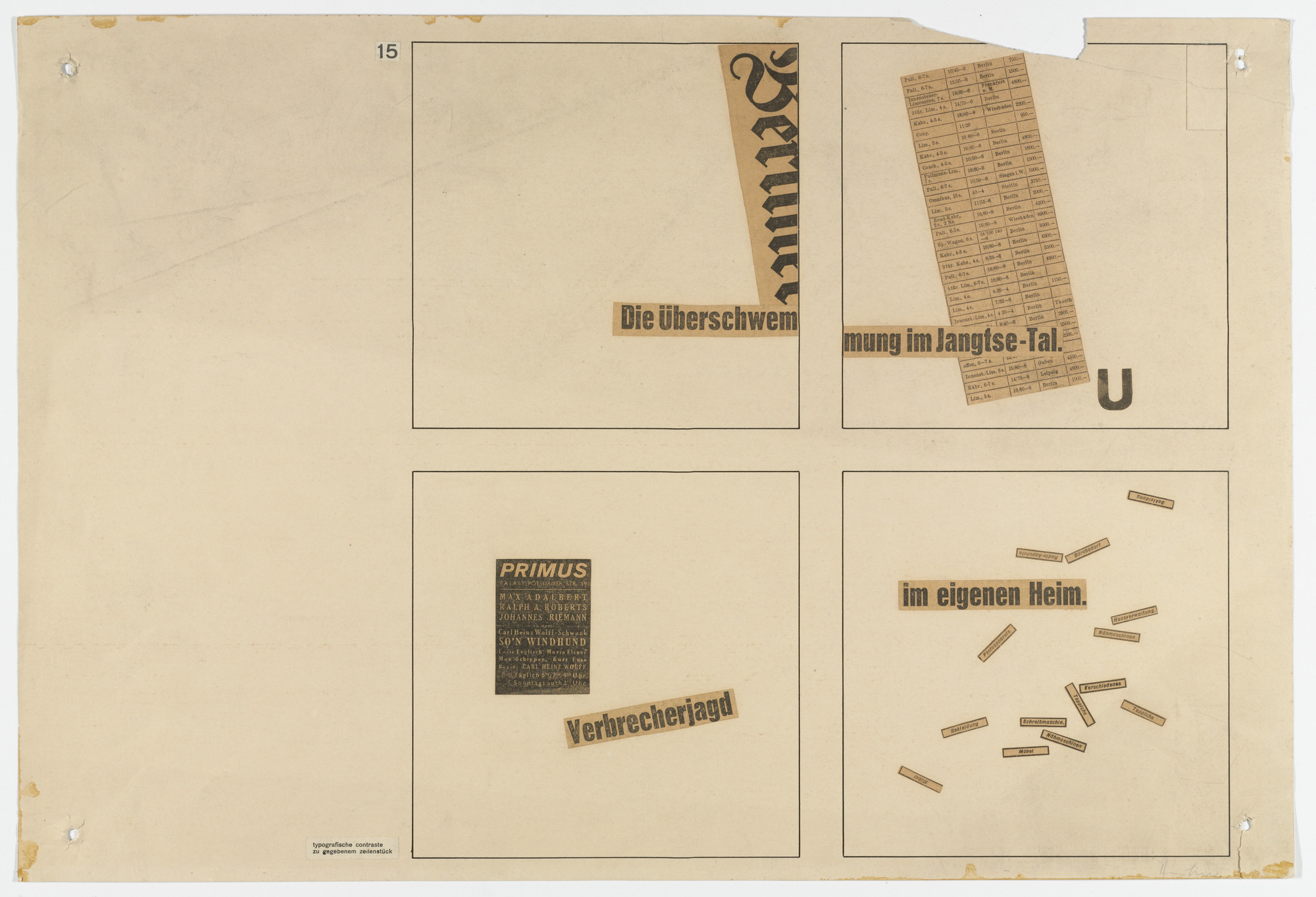 Albrecht Heubner. Studies in Typographic Contrast. Given: Line Item (From Joost Schmidt&#39;s Bauhaus Design Course). 1930–1933