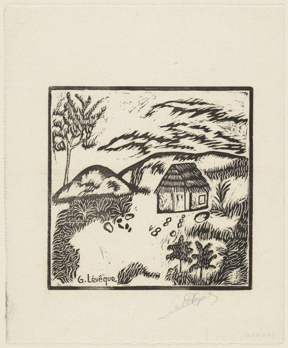 Gabriel Lévêque. Untitled from 10 Original Woodcuts Signed by the Popular Painters of Haiti (10 Gravures Originales signées par les peintres populaires d&#39;Haiti). 1947