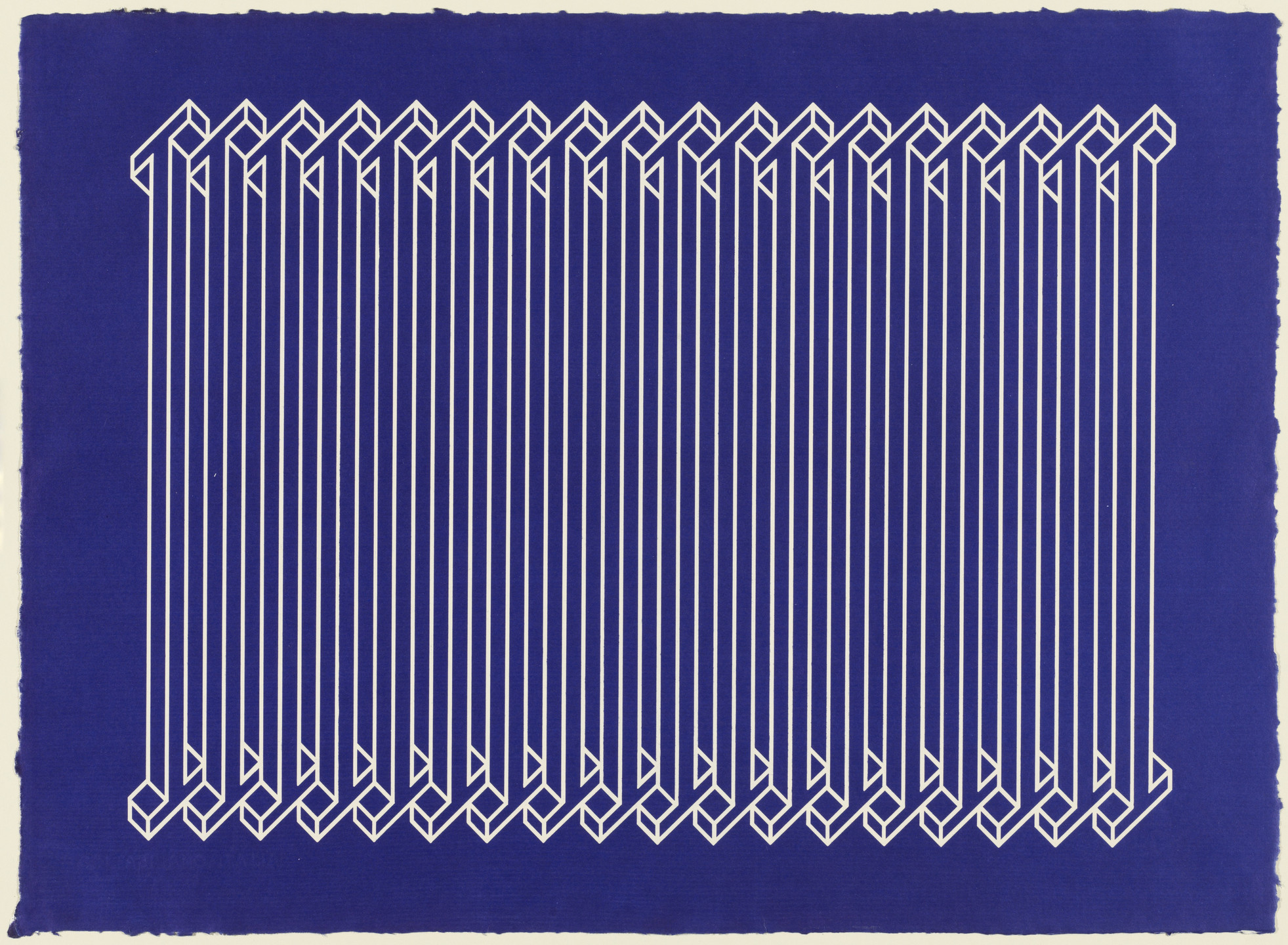 Nedo Mion Ferrario. Blue Background and White Rays (Fondo Azul y Rayas Blancas). (1969)
