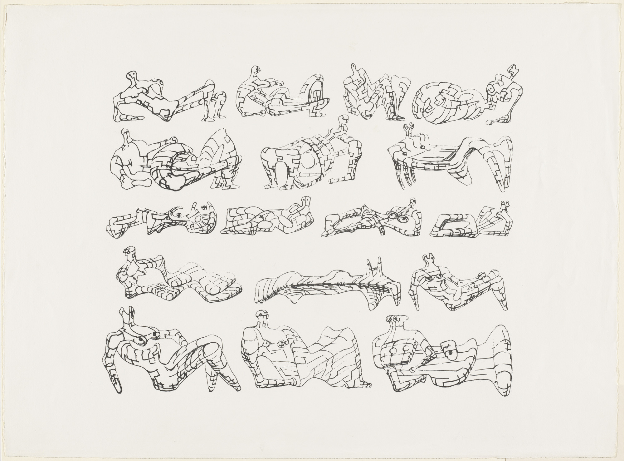 Henry Moore. Seventeen Reclining Figures