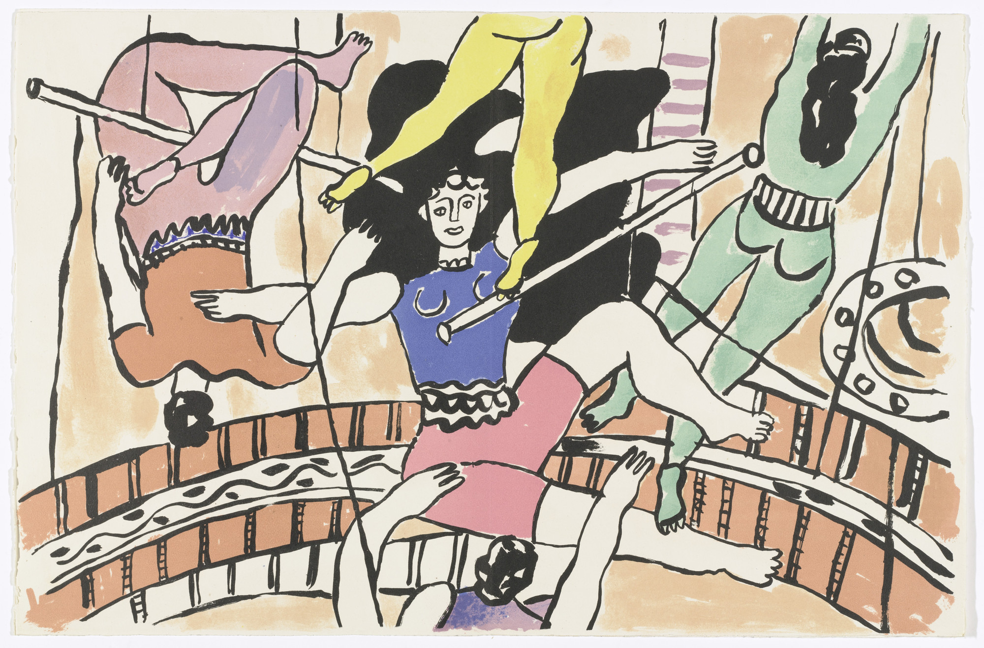 Fernand Léger. Double page plate (pages 44 and 45) from Cirque (Circus). 1950