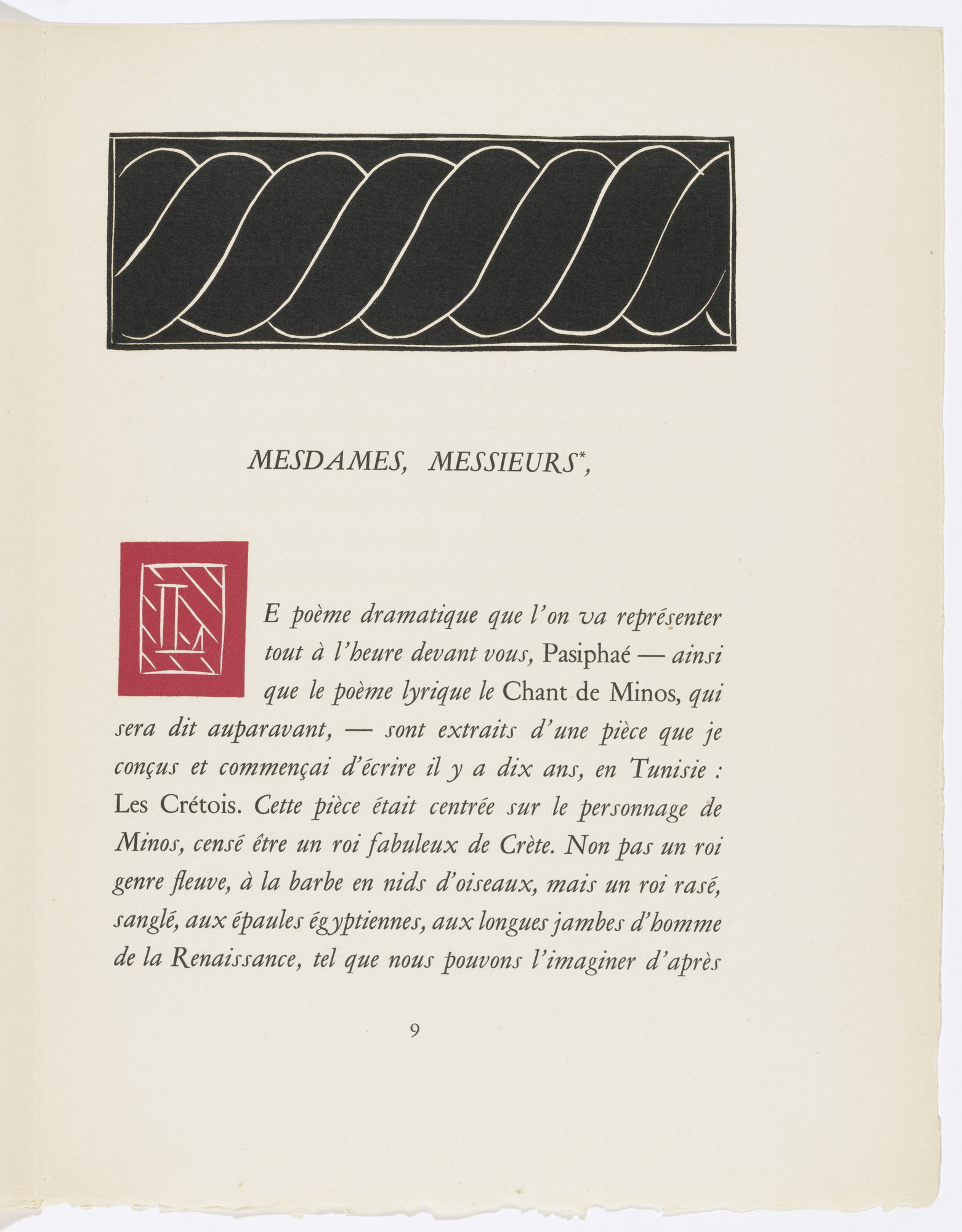 Henri Matisse. Headpiece (page 9) from Pasiphaé: Chant de Minos (Les Crétois)