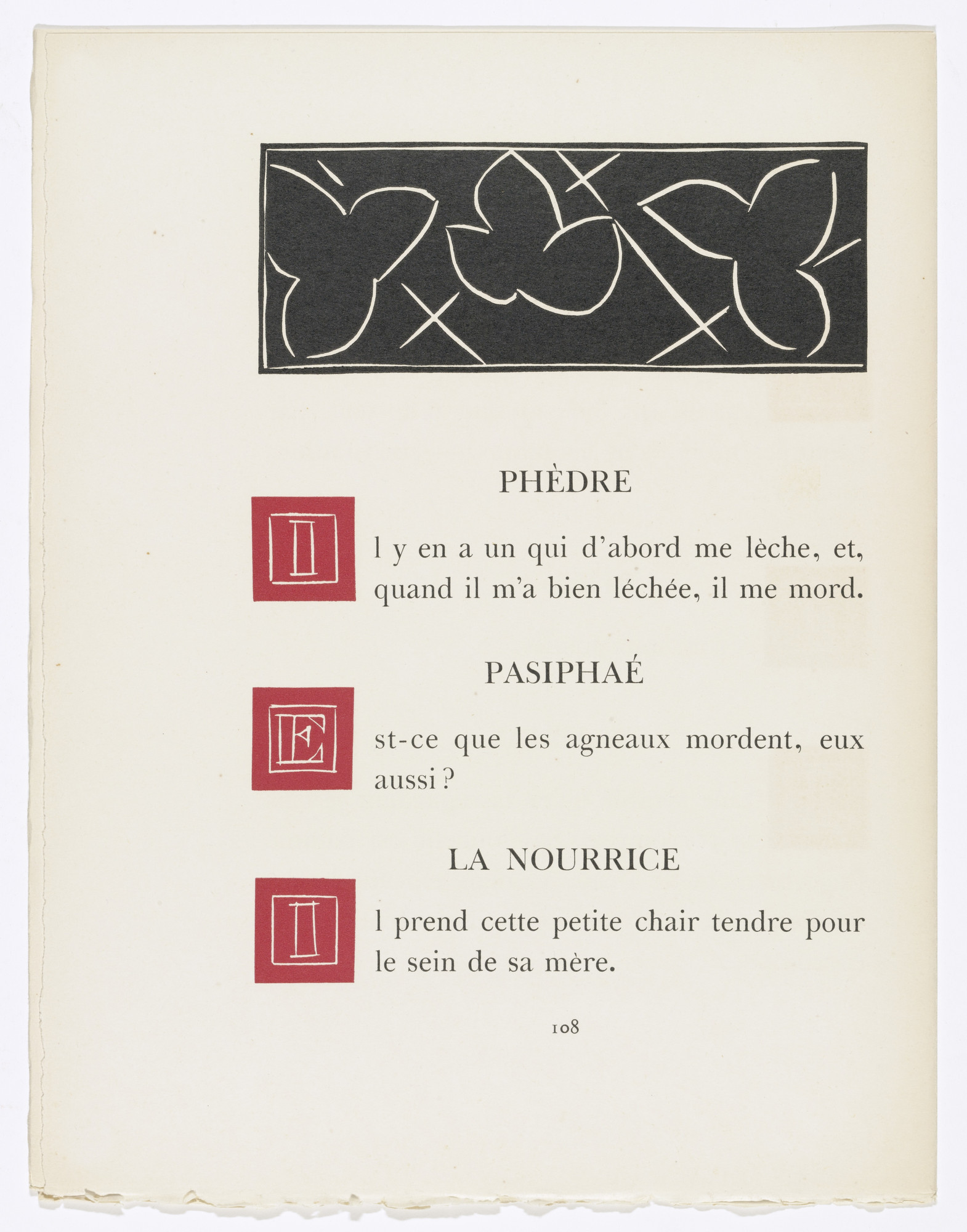 Henri Matisse. In-text plate (page 108) from Pasiphaé: Chant de Minos (Les Crétois)