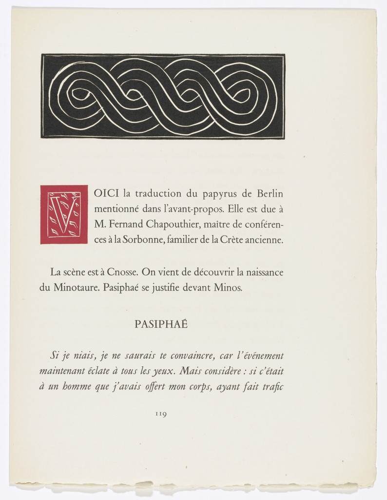 Headpiece (page 119) from Pasiphaé: Chant de Minos (Les Crétois)