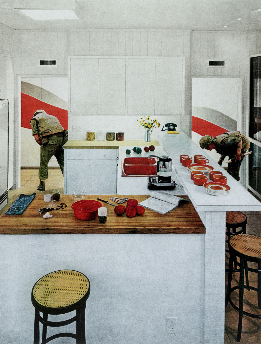 Martha Rosler. Red Stripe Kitchen from the series House Beautiful: Bringing the War Home. c. 1967-72