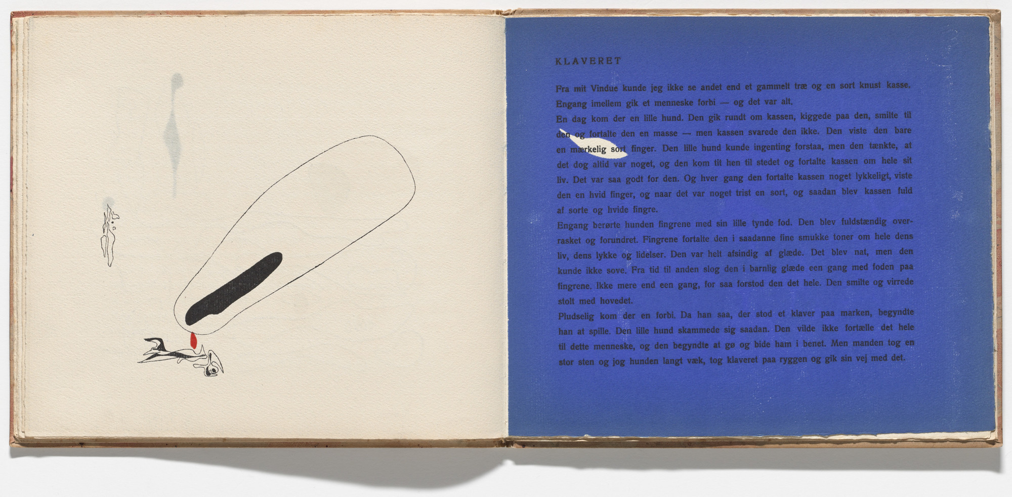 Asger Jorn. Double page plate (folios 14 verso and 15) from the illustrated book Pigen I Ilden (The Girl in the Fire). 1938