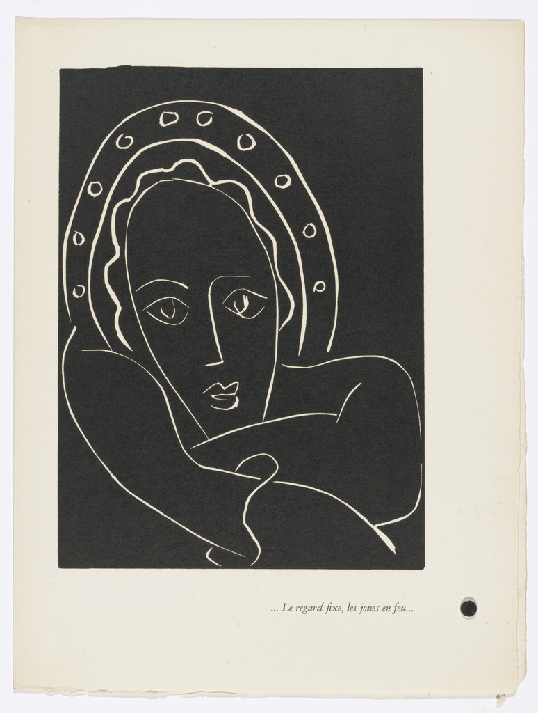 ...The Fixed Gaze, The Cheeks on Fire... (...Le Regard fixe, les joues en feu...) (plate, page 55) from Pasiphaé: Chant de Minos (Les Crétois)