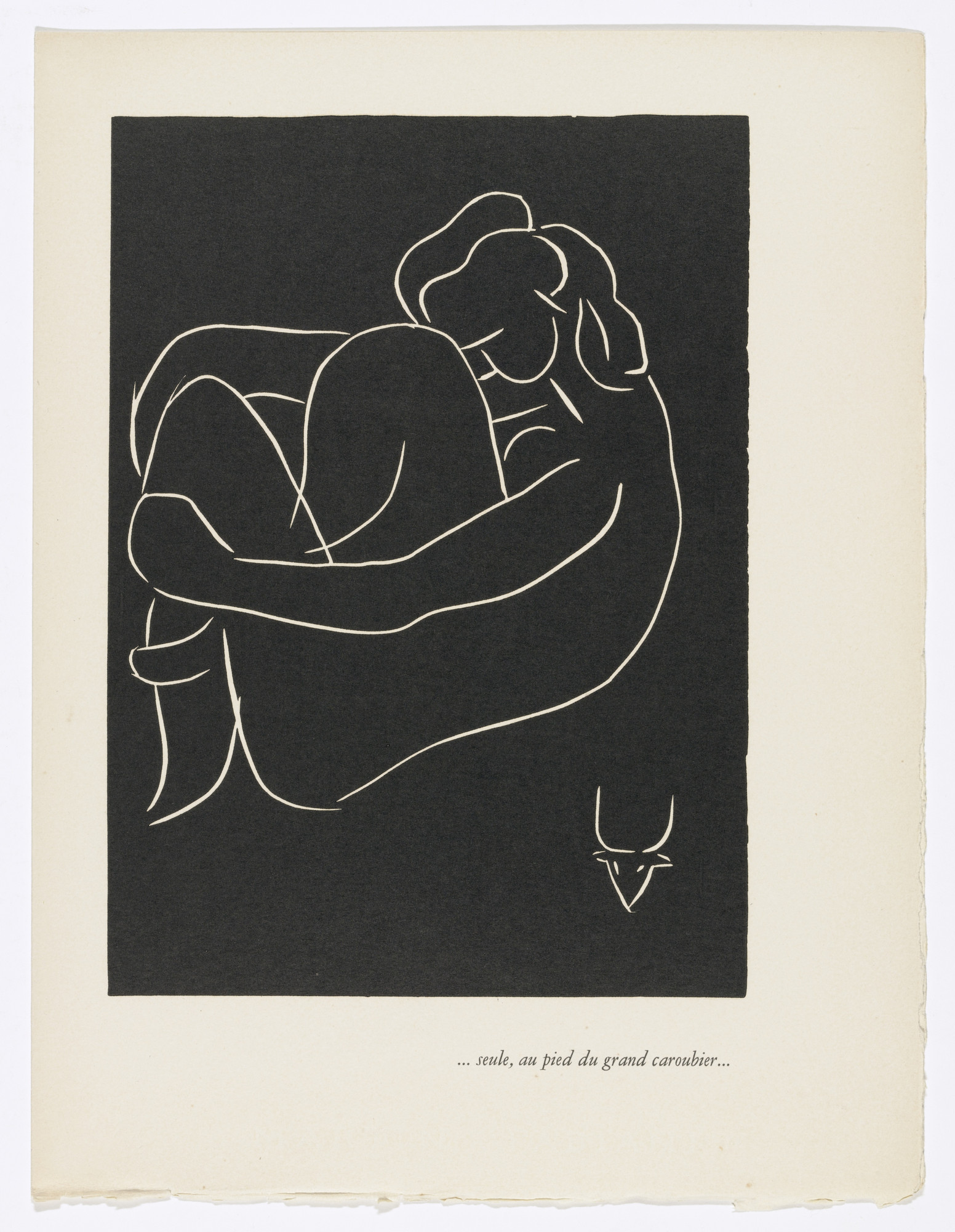 Henri Matisse. ...Alone, at the Foot of the Great Locust Tree... ( ...Seule, au pied du grand caroubier... ) (plate, page 71) from Pasiphaé: Chant de Minos (Les Crétois)