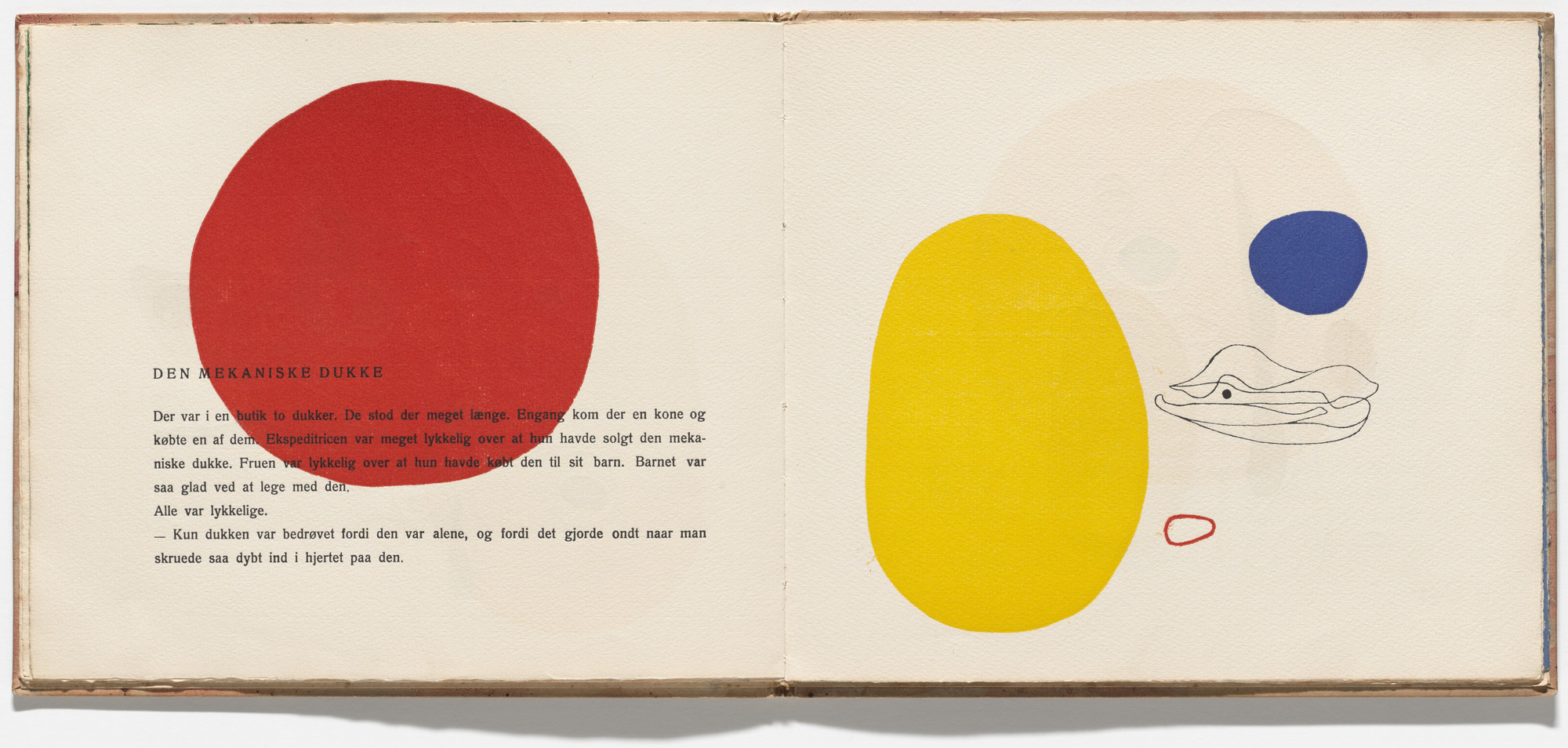 Asger Jorn. Double page plate (folios 10 verso and 11) from the illustrated book Pigen I Ilden (The Girl in the Fire). 1938