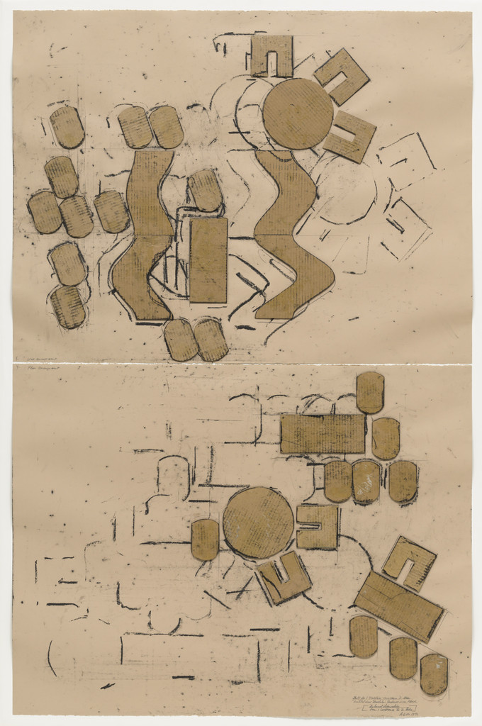 Study for Sculpture Occupying 2' Area : "Institutional Template," Readings from above (Internal Observation from 1. Conference to 2. Lab)