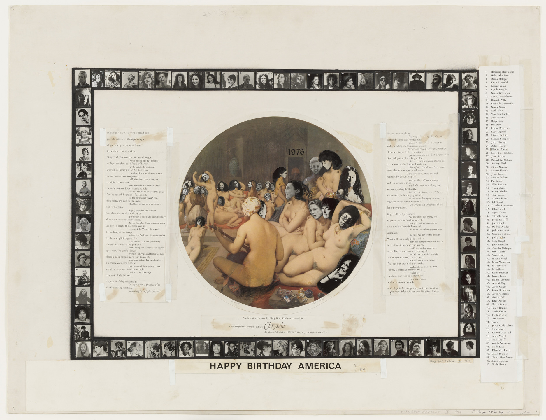 Mary Beth Edelson. Happy Birthday America. 1976