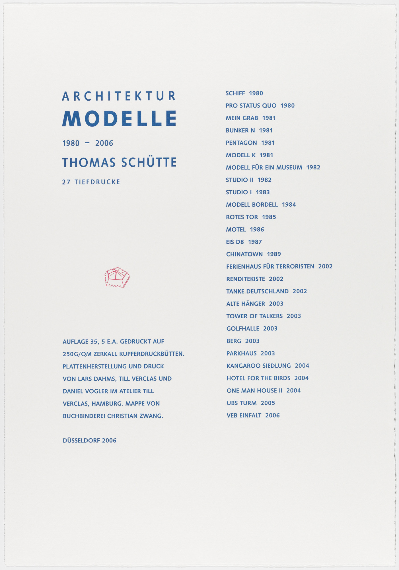 Thomas Schütte. Architecture Models 1980-2006 (Architektur Modelle 1980-2006)