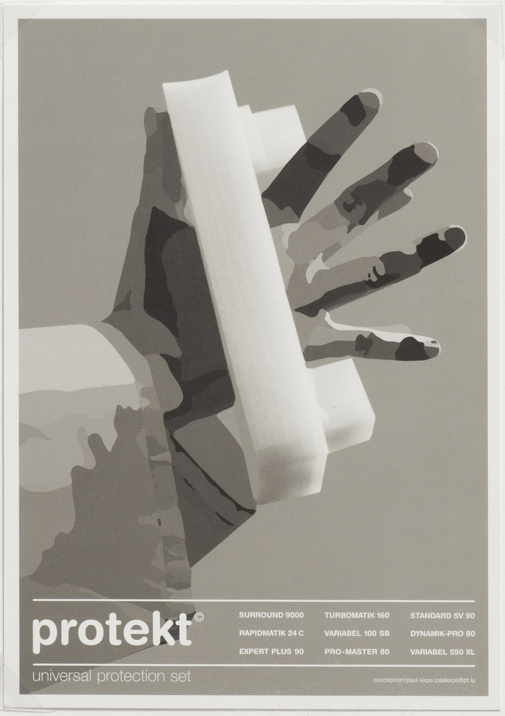 Paul Kirps. protekt, universal protection set, A5 Card. 2002-03