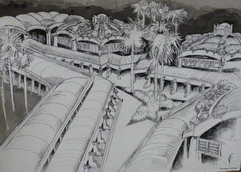 Ricardo Porro. Escuelas Nacionales de Arte de Habana-Cuba (Aerial perspective sketch). 1961–1965