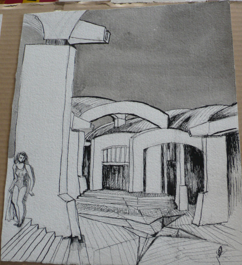 Ricardo Porro. Escuelas Nacionales de Arte de Habana-Cuba (Exterior perspective sketch). 1961–1965