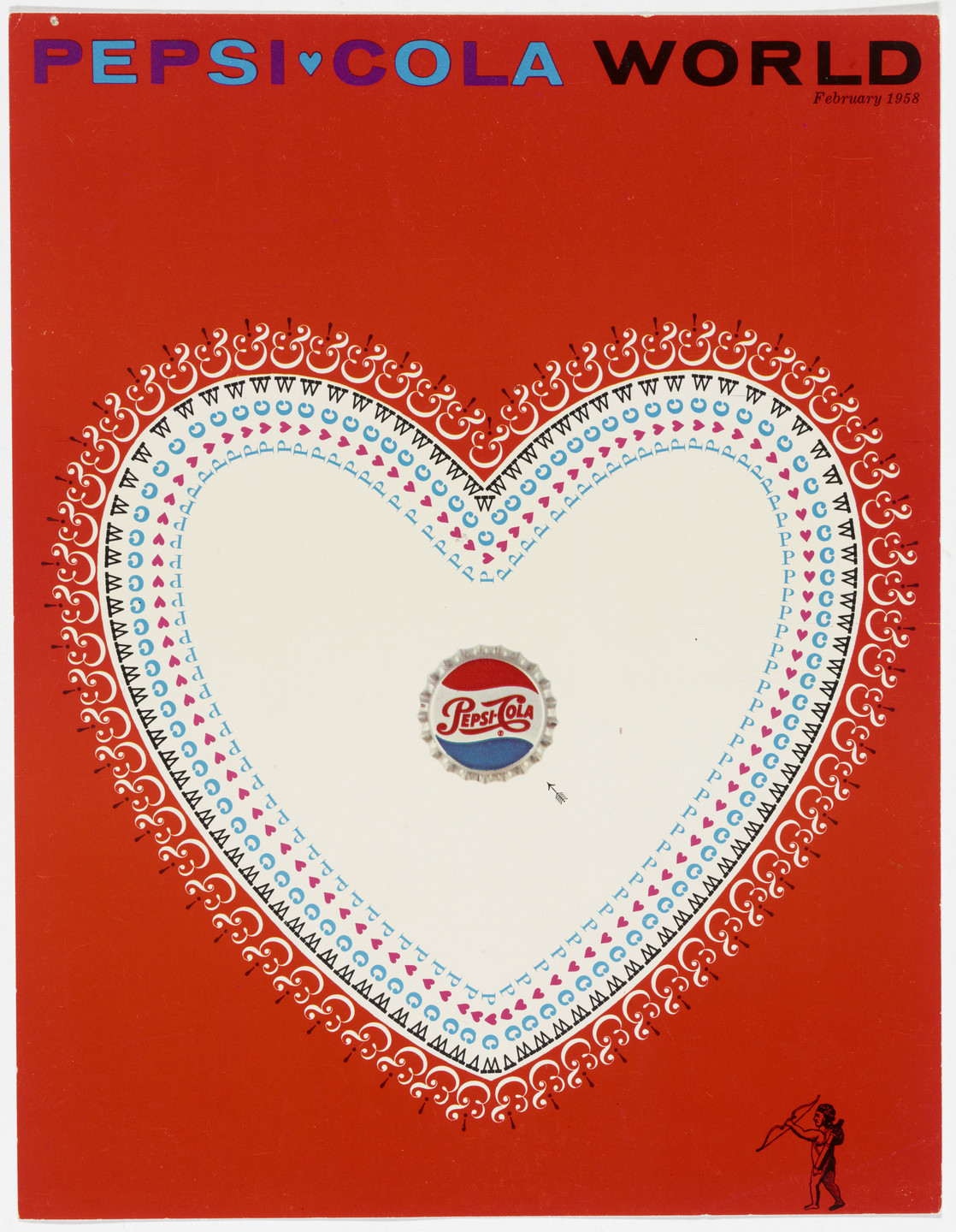 Robert Brownjohn, Ivan Chermayeff, Thomas Geismar. Artist&#39;s Proof for the cover of Pepsi-Cola World, February, 1958. 1958