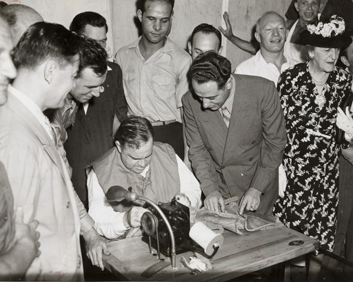 "The First Stitch in Seamen's Fur Vest Project"