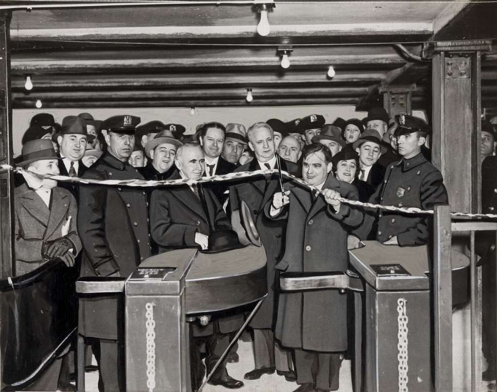 "Mayor La Guardia Cutting the Ribbon"