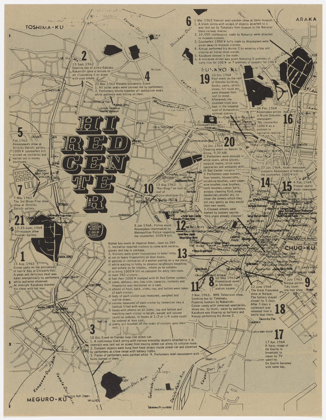 Hi Red Center, Genpei Akasegawa, Natsuyuki Nakanishi, Jiro Takamatsu. Bundle of Events. 1965