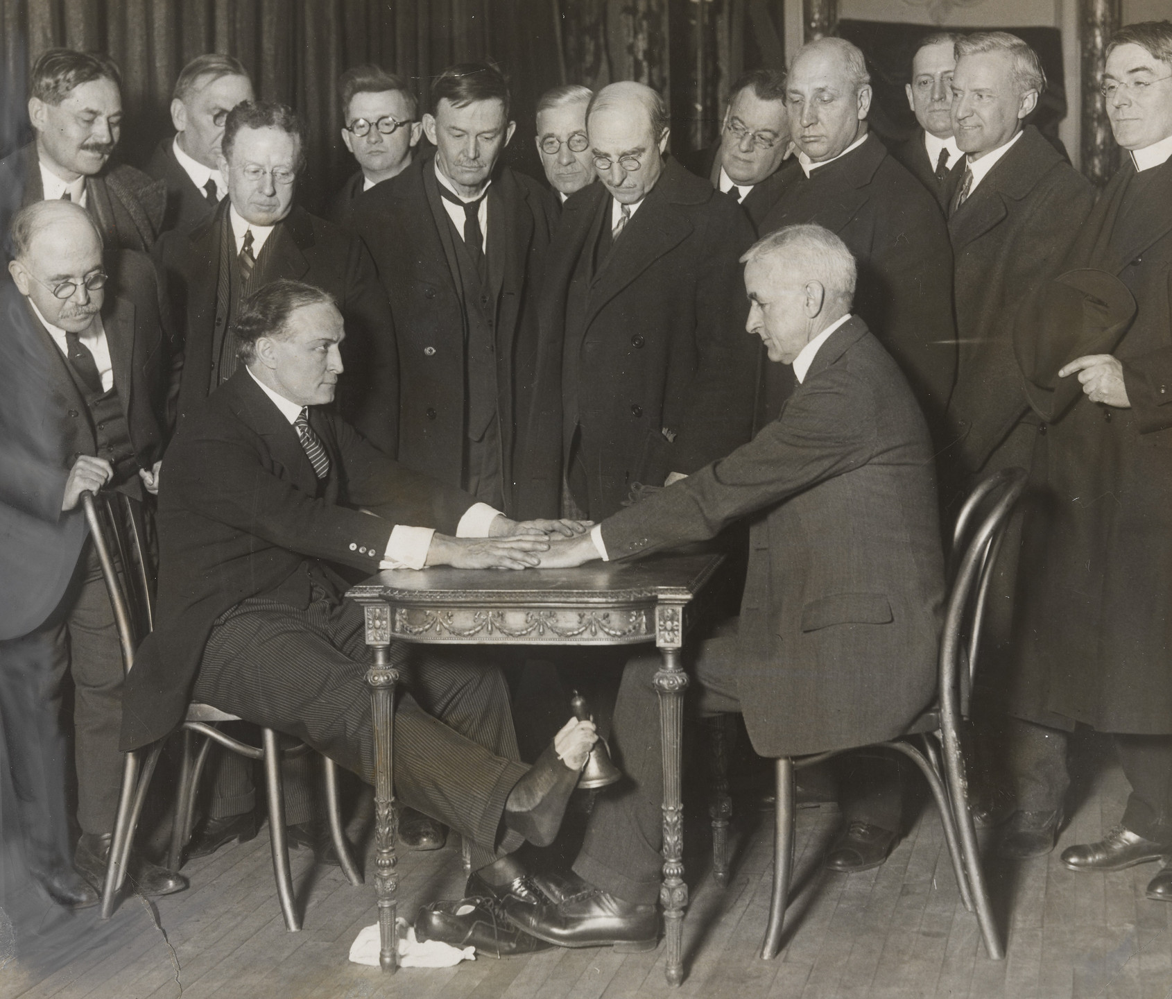 Times Wide World Photos. &#34;Houdini Exposes Spirit Trickery to New York Clergymen&#34;. February 3, 1925