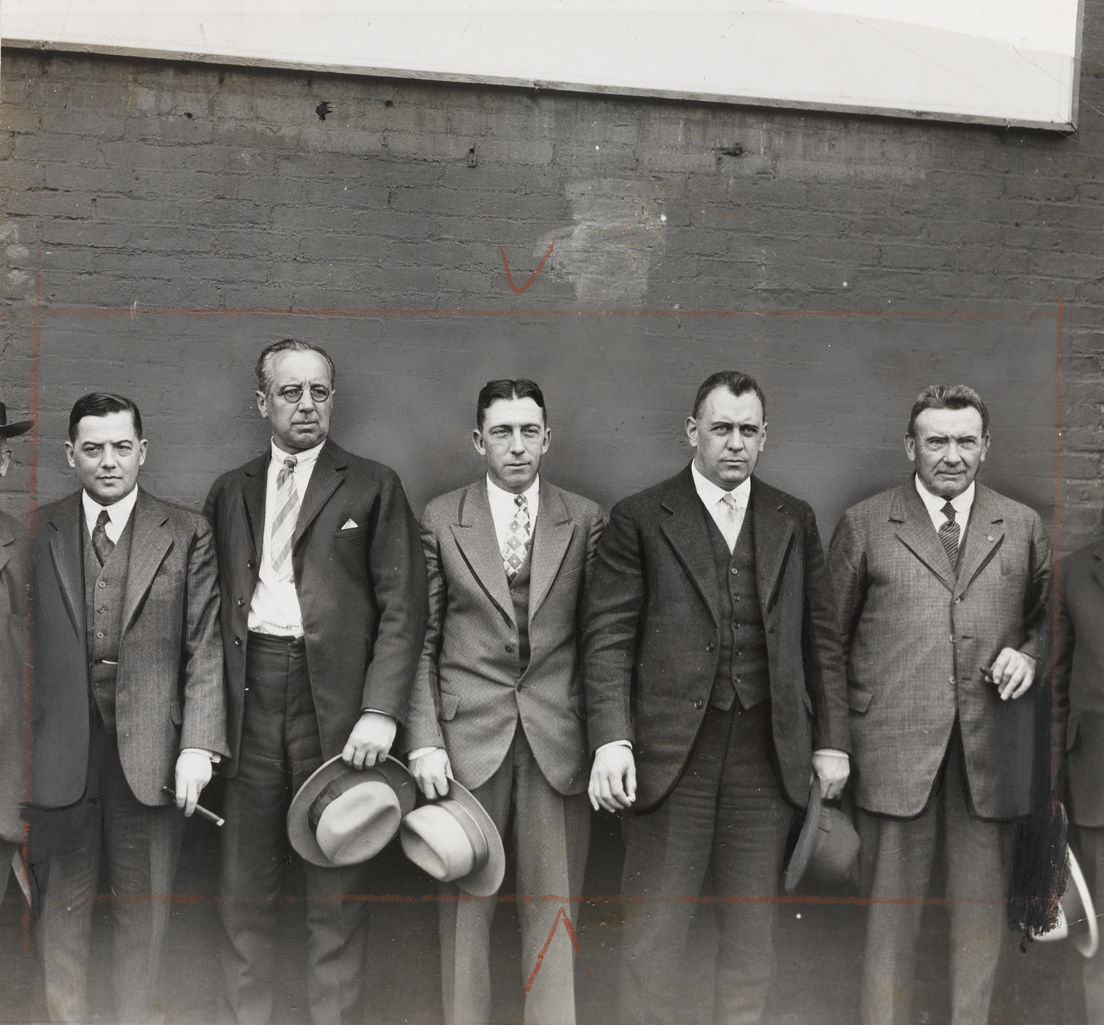 Times Wide World Photos. Men Against Wall. 1927