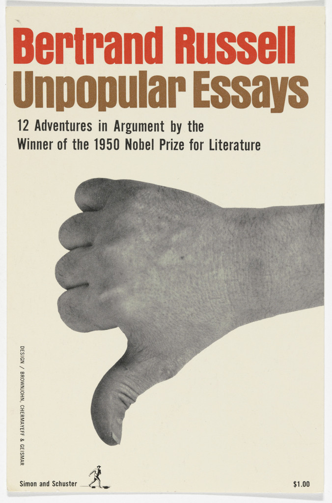 Artist's proof for the cover of "Unpopular Essays" by Bertrand Russell