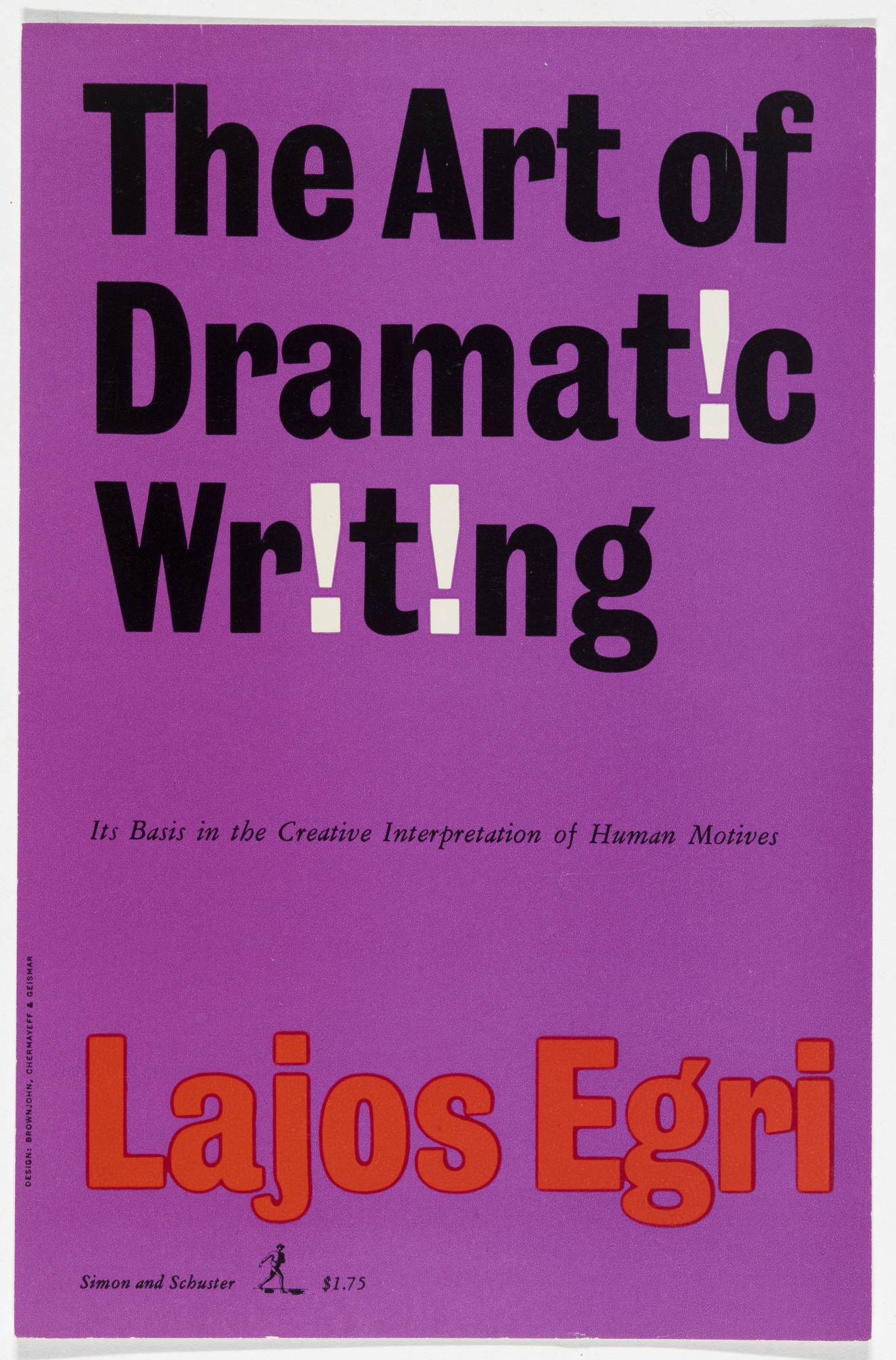 Robert Brownjohn, Ivan Chermayeff, Thomas Geismar. Artist's proof for the cover of "The Art of Dramatic Writing" by Lajos Egri