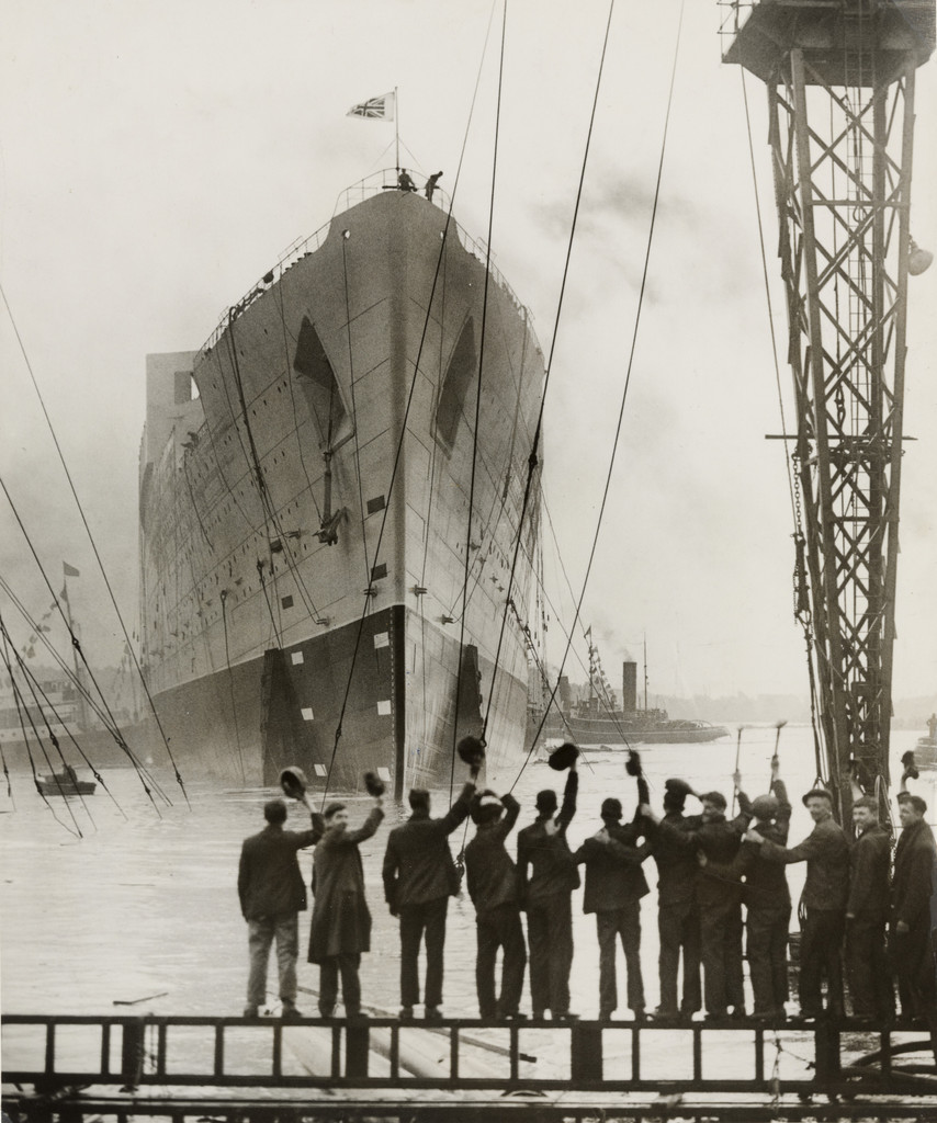 "Giant Liner Launched Named 'Queen Mary'"