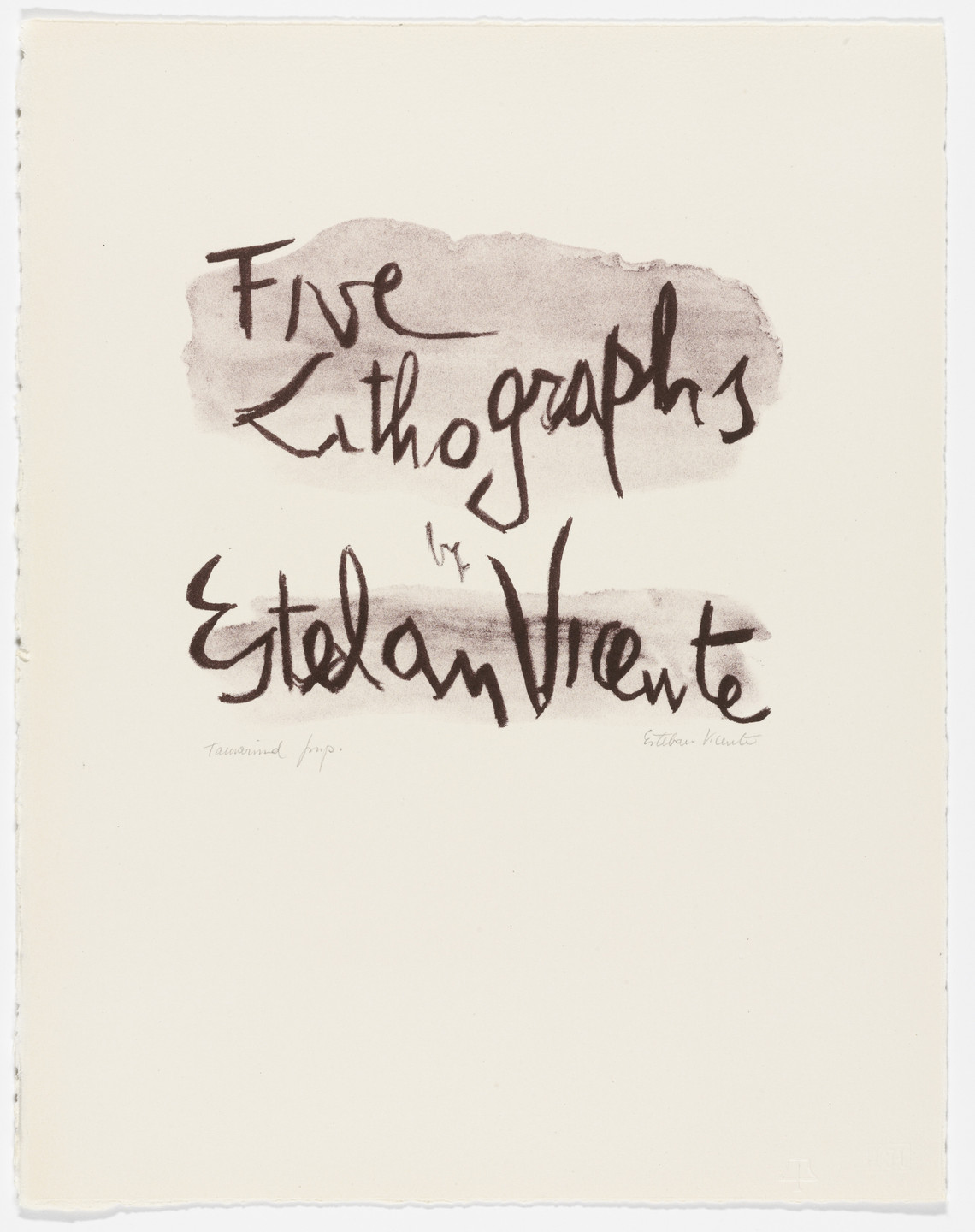 Esteban Vicente. Title page from the portfolio Five Lithographs. 1962
